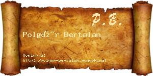 Polgár Bertalan névjegykártya